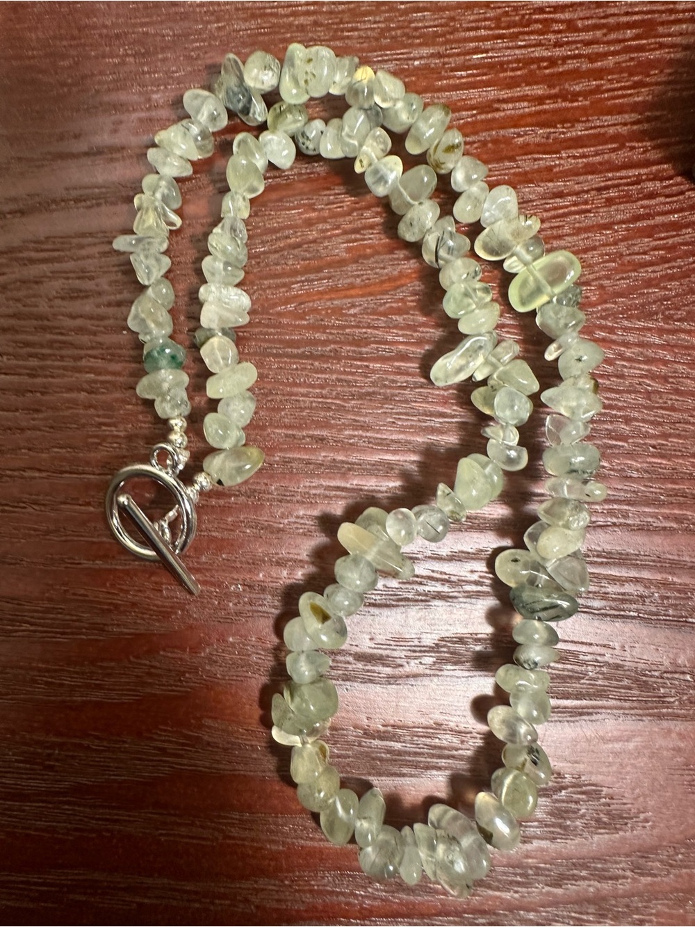 Light Green Prehnite Crystal Chips Necklace - Rutile and Green - Picture 6 of 7
